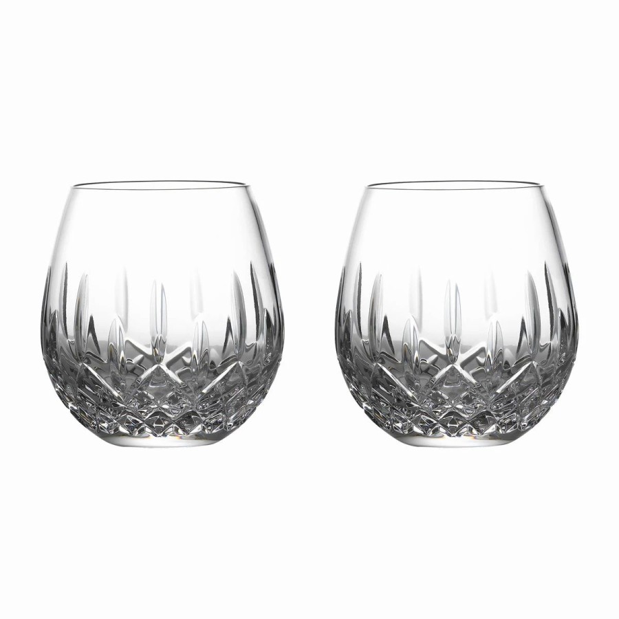 * Waterford Crystal Lismore Nouveau Stemless Wine Light Red Pair | Wine Glasses