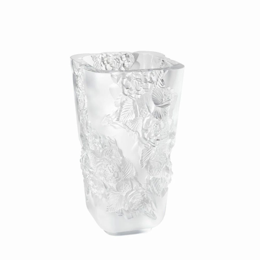 * Lalique Large Pivoines Clear 13.5 Vase | Vases