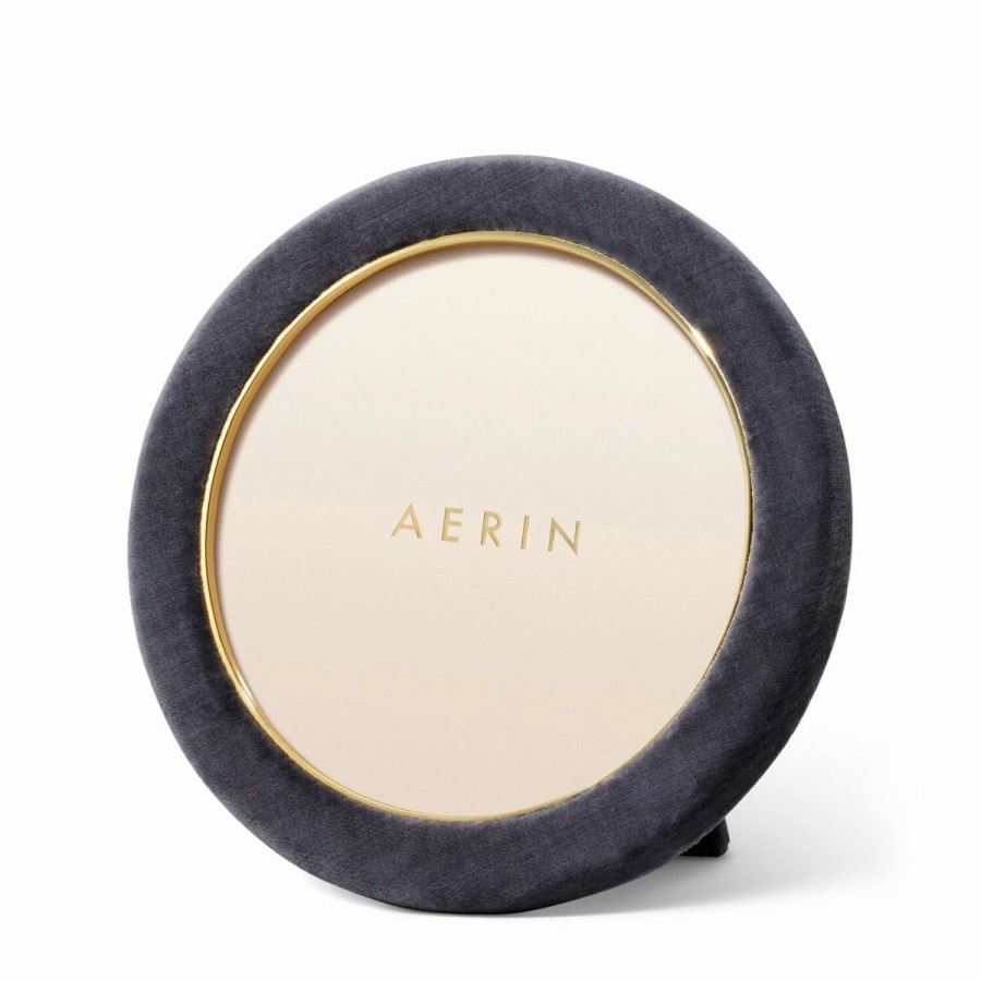 * Aerin Valentina Velvet Round Frame, Dusk Blue | Picture Frames