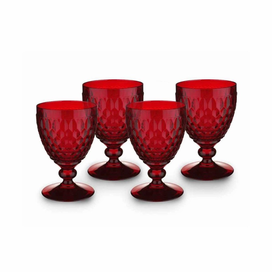 * Villeroy And Boch Boston Colored Red Claret Wine Glasses, Set Of 4 | Wine Glasses