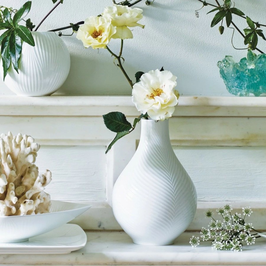 * Wedgwood China White Folia Bulb 9 Vase | Vases