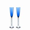 * Baccarat Crystal, Vega Flutissimo Crystal Flute Blue, Pair | Toasting Flutes