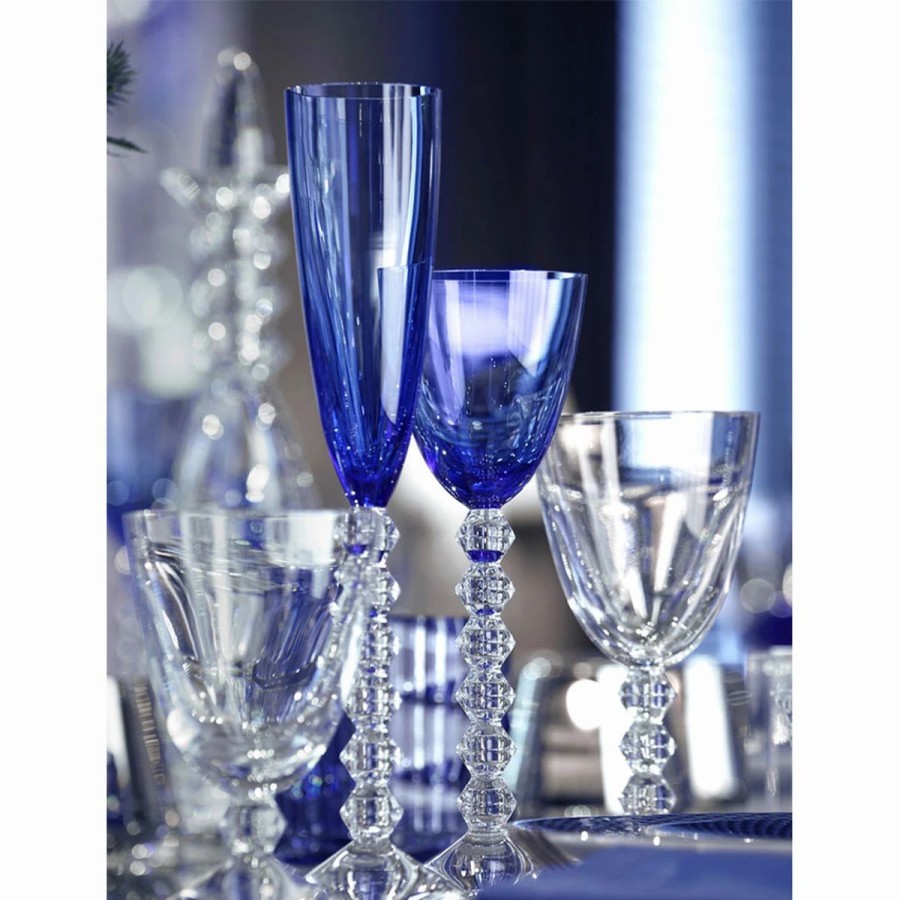 * Baccarat Crystal, Vega Flutissimo Crystal Flute Blue, Pair | Toasting Flutes