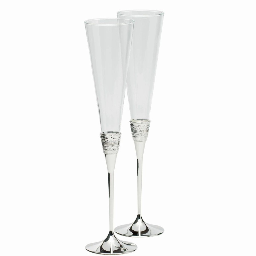 * Wedgwood China Vera Wang Wedgwood, With Love Silver Toasting Crystal Flutes, Pair | Toasting Flutes