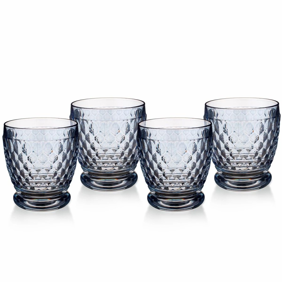 * Villeroy And Boch Boston Colored Double Old Fashioned Blue Set Of 4 | WhisClearance