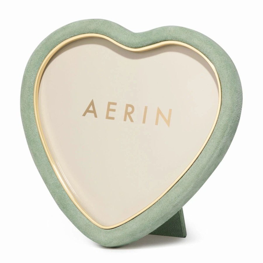 * Aerin Valentina Suede Heart Frame, Sage | Picture Frames