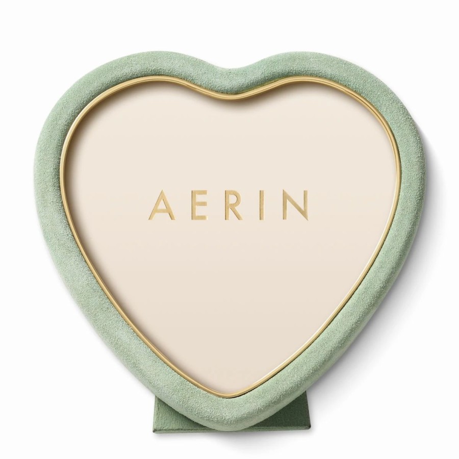 * Aerin Valentina Suede Heart Frame, Sage | Picture Frames