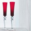 * Baccarat Crystal, Mille Nuits Flutissimo Crystal Flutes, Red, Pair | Toasting Flutes