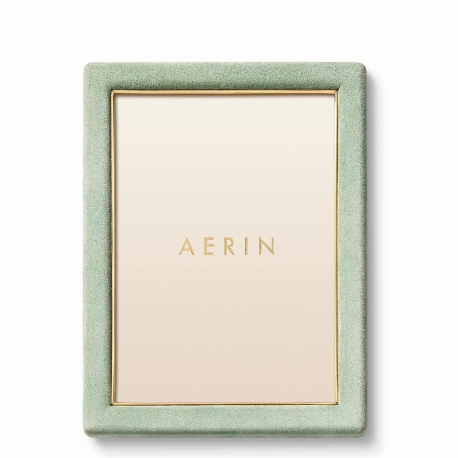 * Aerin Piero Suede Frame, Sage, 5 X 7 | Picture Frames