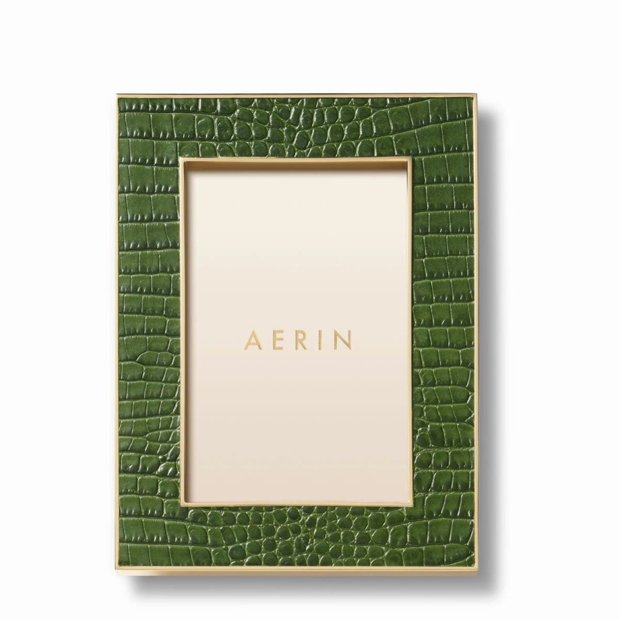 * Aerin Classic Croc Leather Frame, 4 X 6 , Verde | Picture Frames