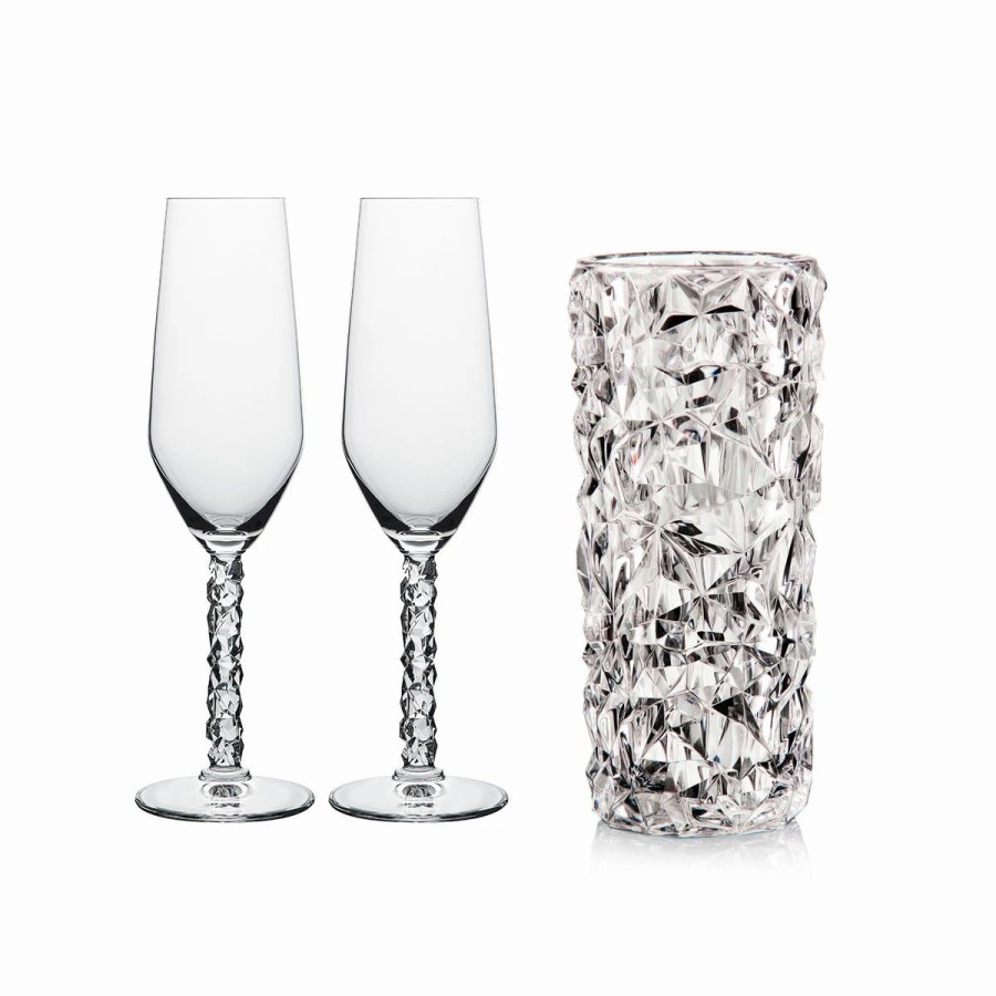 * Orrefors Kosta Boda Orrefors Carat Champagne Flutes Pair And 7 Vase Gift Set | Vases