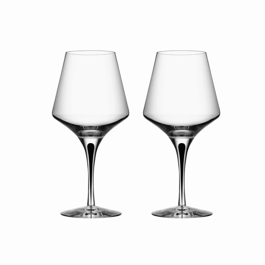 * Orrefors Kosta Boda Orrefors Crystal, Metropol Black Red Wine, Pair | Wine Glasses