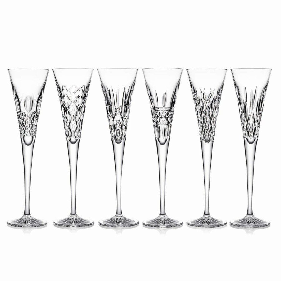 * Waterford Crystal Waterford Heritage Toasting Flutes, Set Of Six, Alana, Araglin, Colleen, Irish Lace, Lismore And Powerscourt | Toasting Flutes