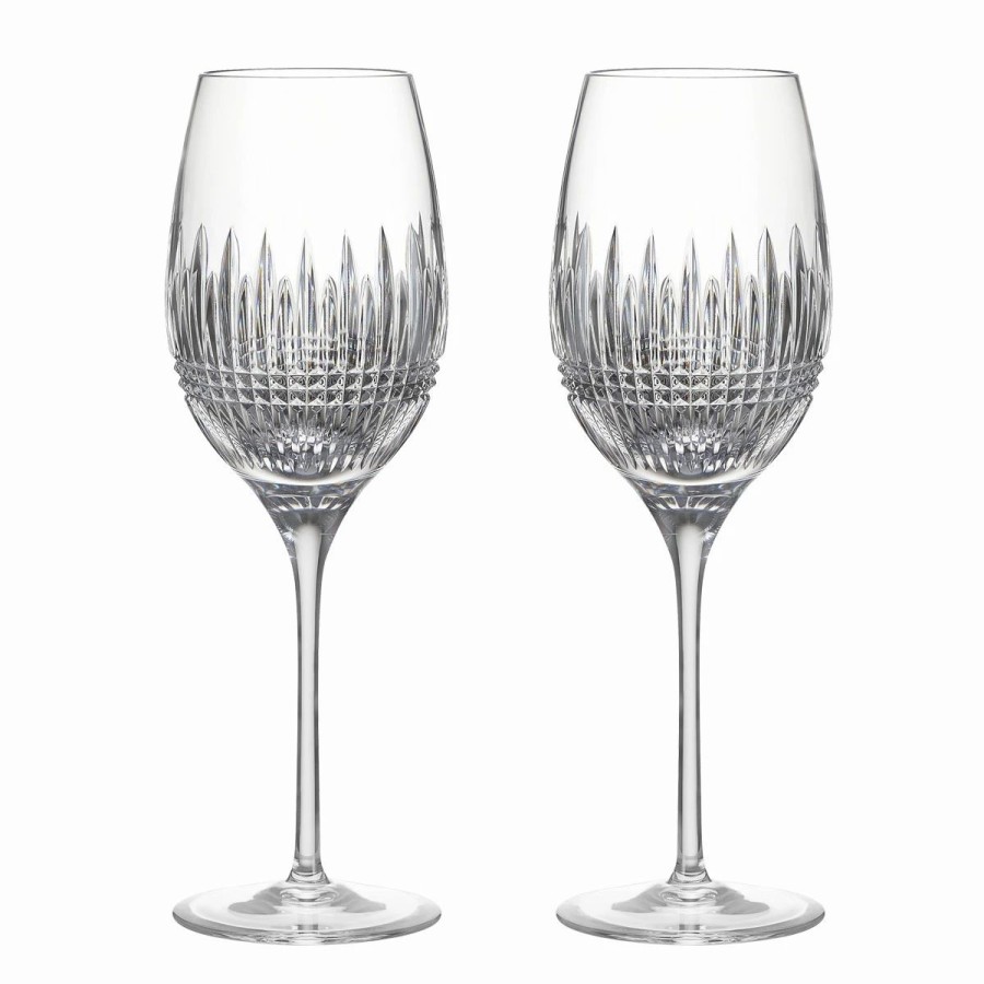 * Waterford Crystal Waterford Lismore Diamond White Wine Medium Glasses, Pair | Wine Glasses