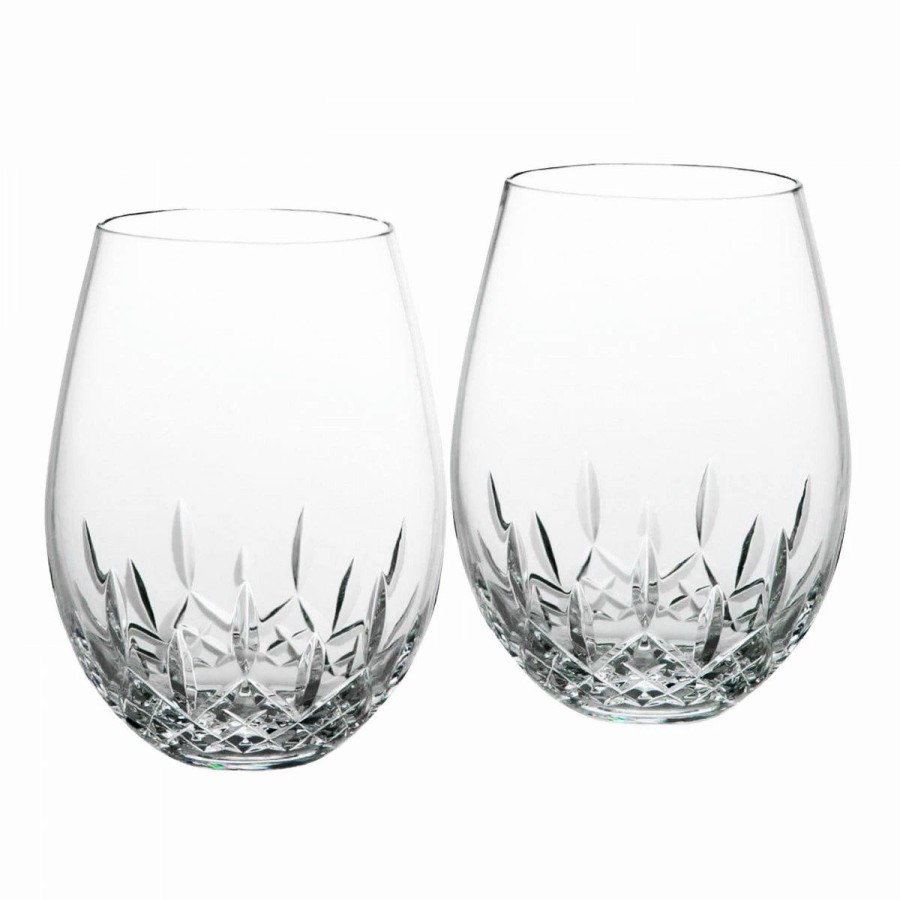 * Waterford Crystal Lismore Nouveau Stemless Deep Red Wine Pair | Wine Glasses