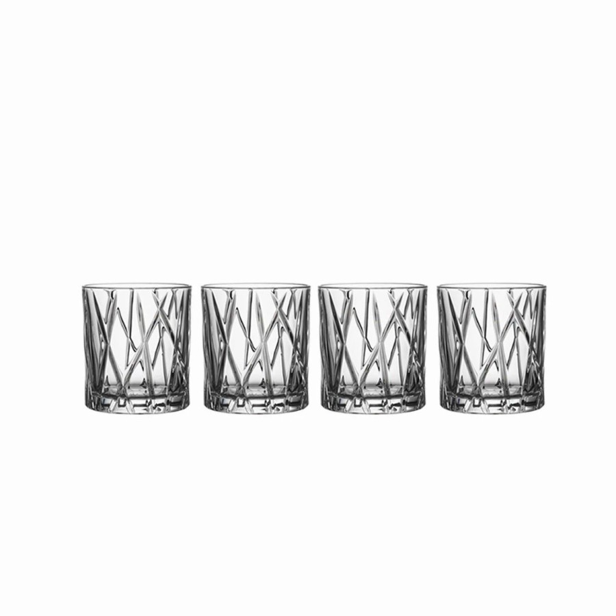 * Orrefors Kosta Boda Orrefors City Old Fashioned Tumbler Glass, Set Of Four | WhisNew