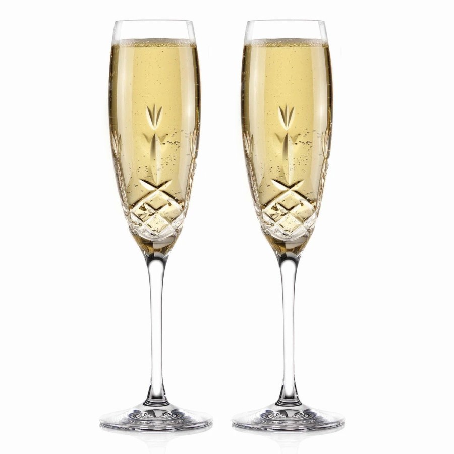 * Cashs Crystal Cashs Ireland Hawthorne Fairy Champagne Toasting Flutes, Pair | Toasting Flutes