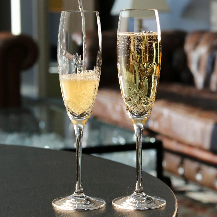 * Cashs Crystal Cashs Ireland Hawthorne Fairy Champagne Toasting Flutes, Pair | Toasting Flutes