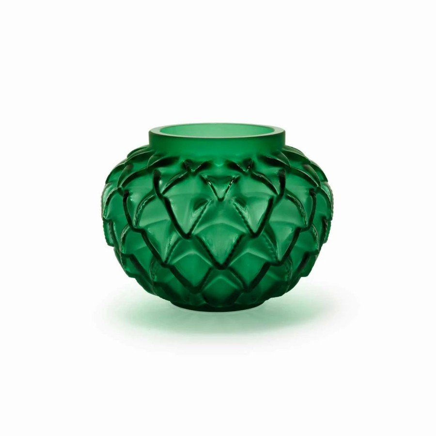 * Lalique Languedoc 6 Vase, Green | Vases