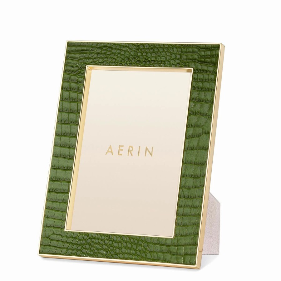 * Aerin Classic Croc Leather Frame, 5 X 7 , Verde | Picture Frames