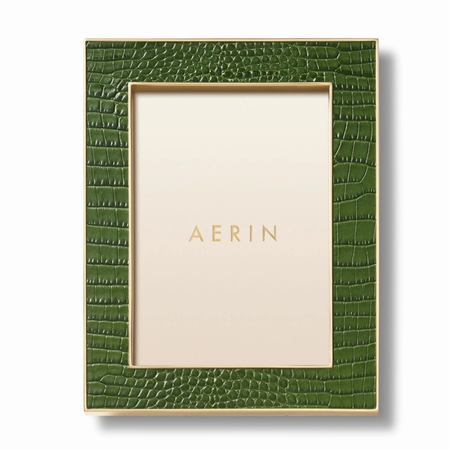 * Aerin Classic Croc Leather Frame, 5 X 7 , Verde | Picture Frames