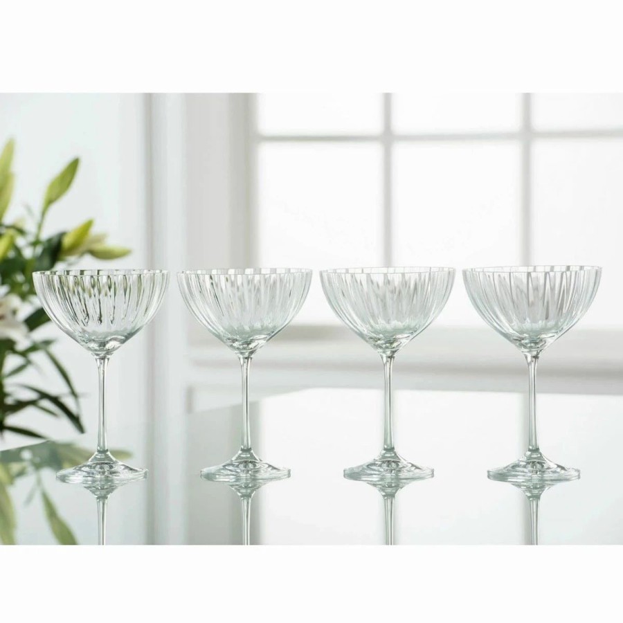 * Belleek Pottery Ltd Galway Erne Saucer Champagne, Set Of 4 | Toasting Flutes