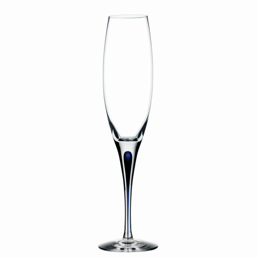 * Orrefors Kosta Boda Orrefors Intermezzo Blue Champagne Crystal Flute, Single | Toasting Flutes