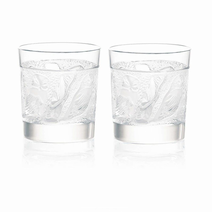 * Lalique Owl Old Fashioned Tumblers, Pair | WhisNew