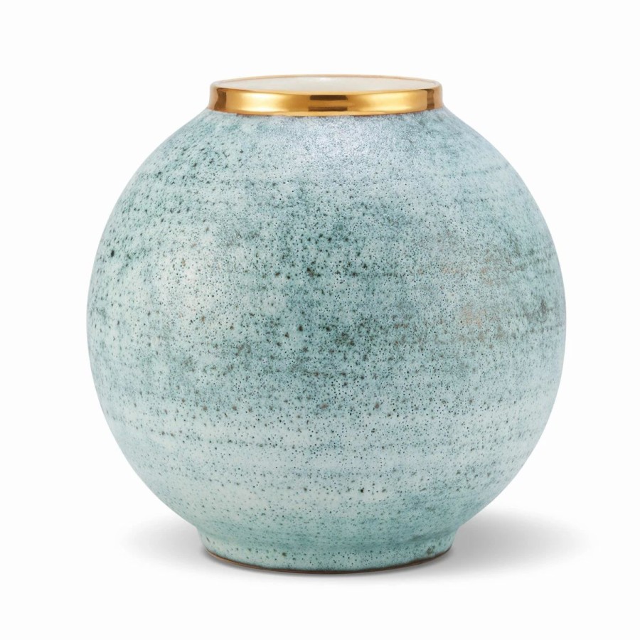 * Aerin Calinda 6.1 Round Vase, Blue Grotto, Gold | Vases