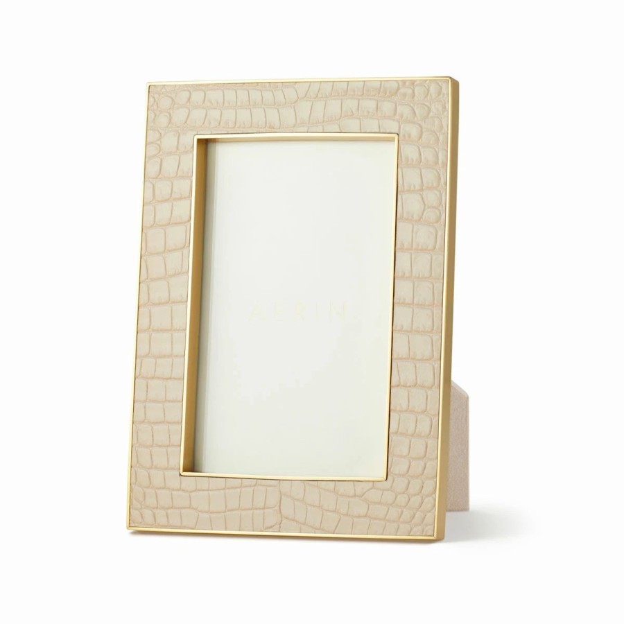 * Aerin Classic Croc Leather Frame, Fawn 4 6 | Picture Frames