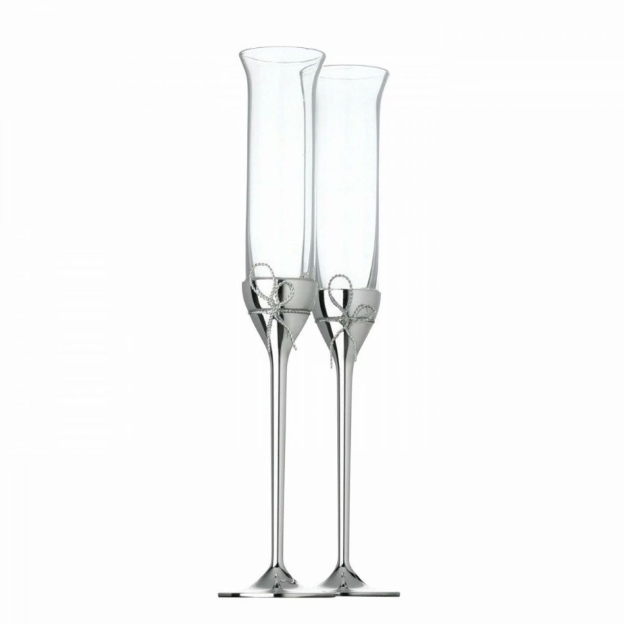 * Wedgwood China Vera Wang Wedgwood, Crystal And Silver Love Knots Toasting Crystal Flutes, Pair | Toasting Flutes