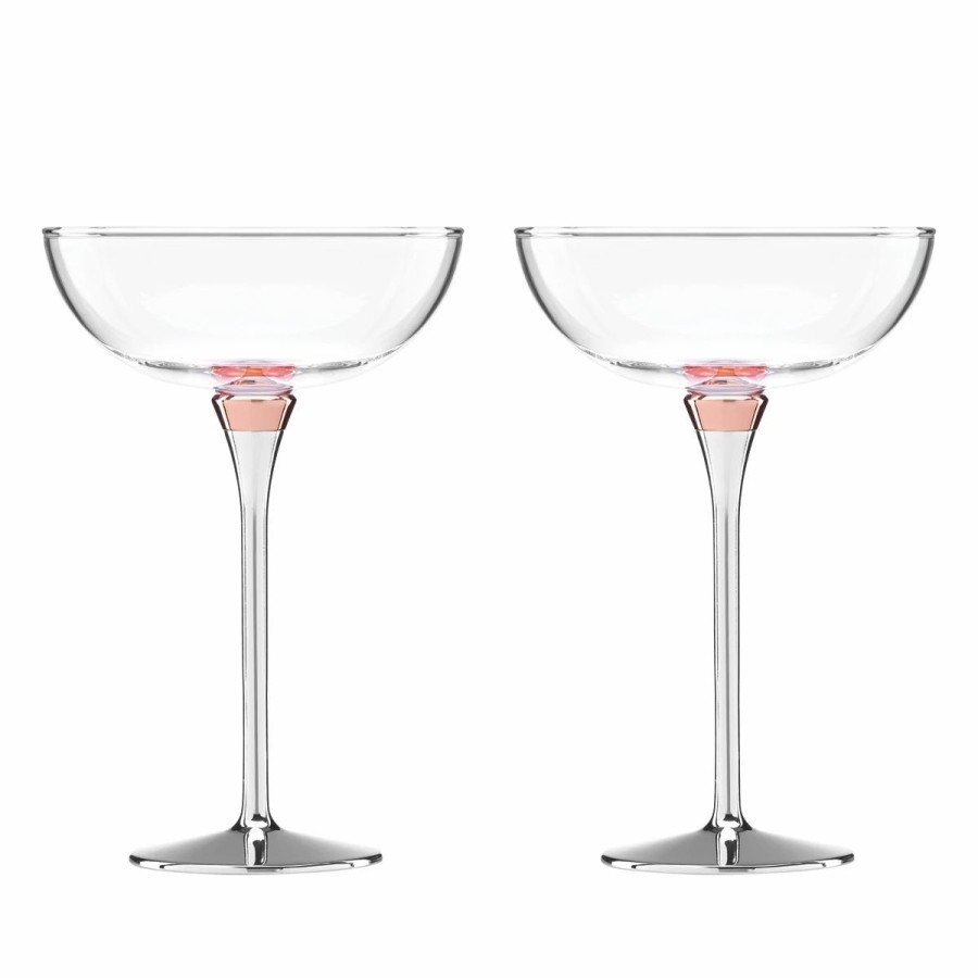 * Kate Spade New York, Lenox Rosy Glow Saucer Champagne, Pair | Toasting Flutes