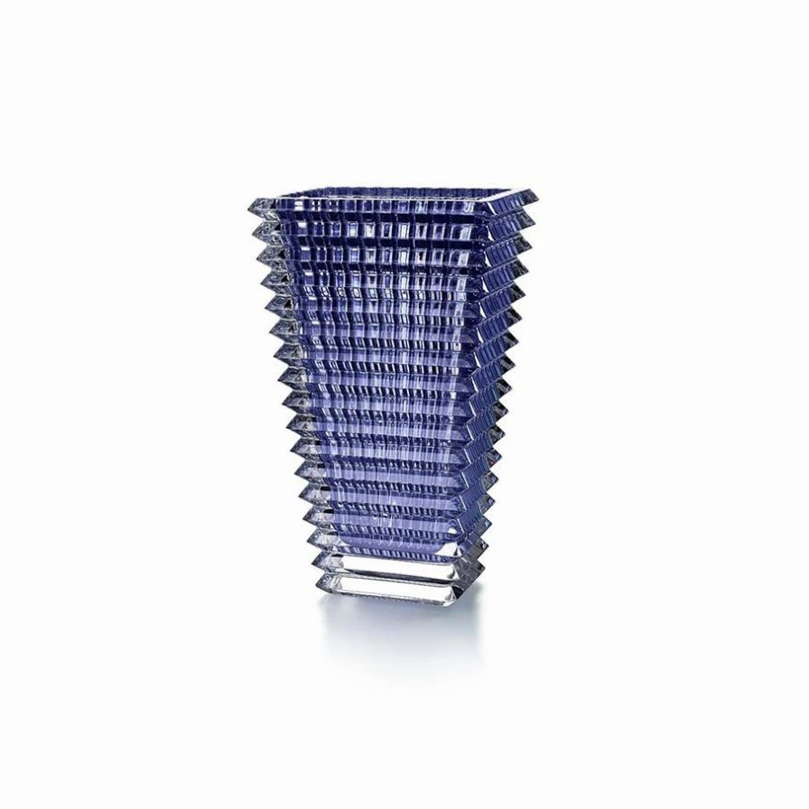 * Baccarat Crystal, Eye Rectangular 8 Vase, Blue | Vases