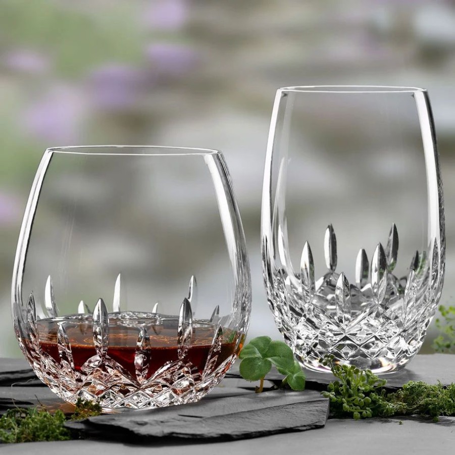 * Waterford Crystal Waterford Lismore Essence Stemless Light Red Wine, Pair | Wine Glasses