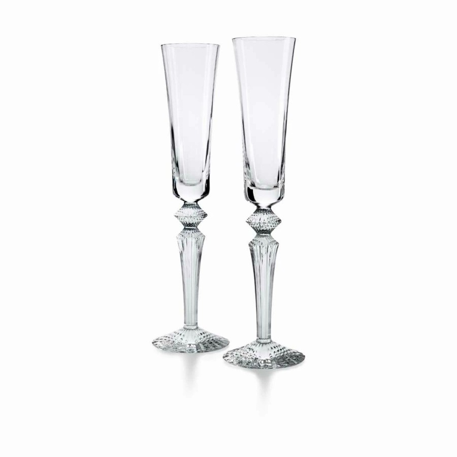 * Baccarat Crystal, Mille Nuits Flutissimo Flutes, Clear, Pair | Toasting Flutes