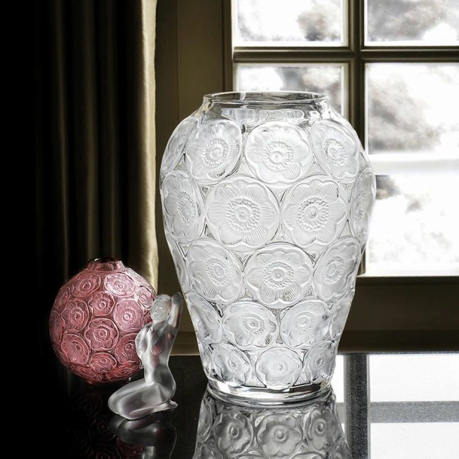 * Lalique Anemones 13 Vase, Clear | Vases