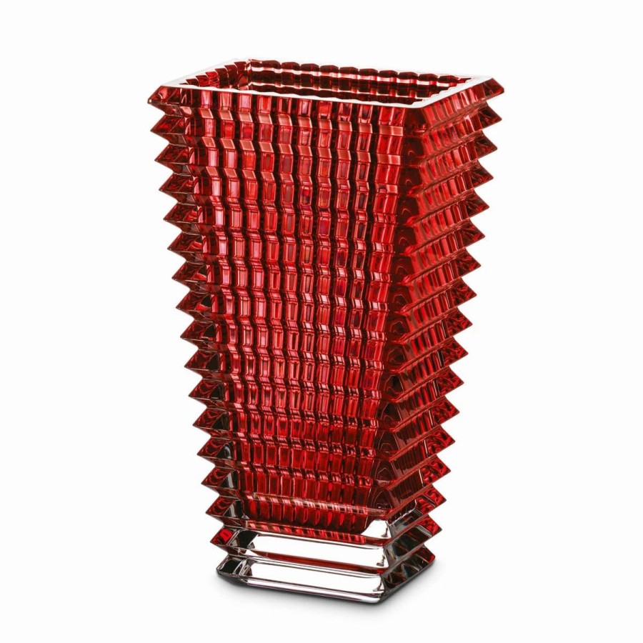 * Baccarat Crystal Eye Rectangular 8 Vase, Red | Vases