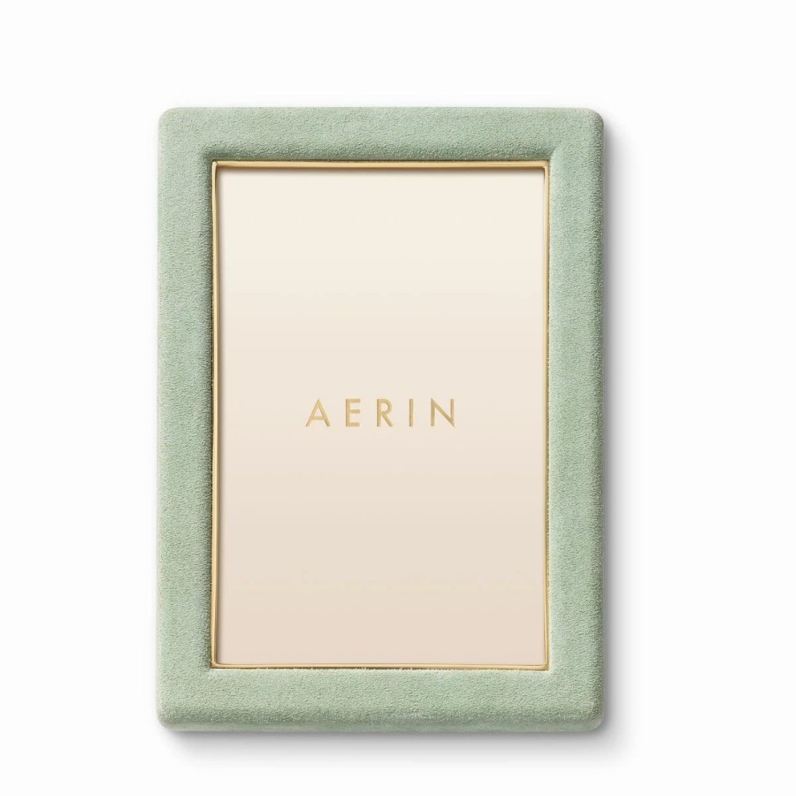 * Aerin Piero Suede Frame, Sage, 4 X 6 | Picture Frames