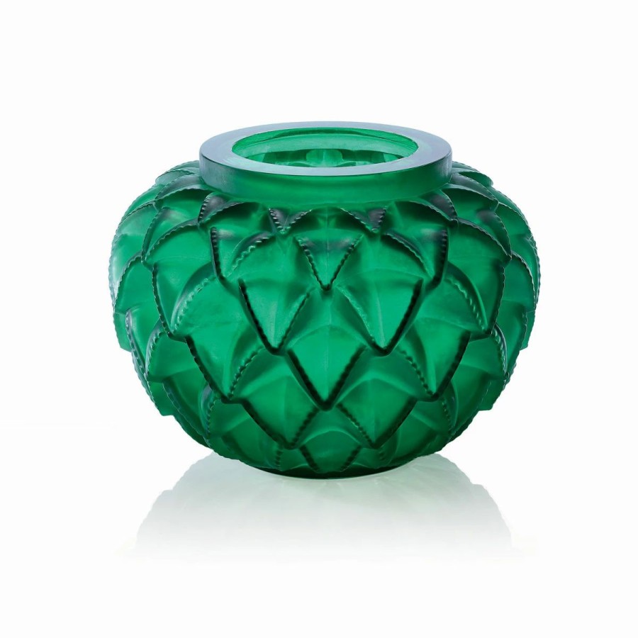 * Lalique Languedoc 12 Vase, Green | Vases