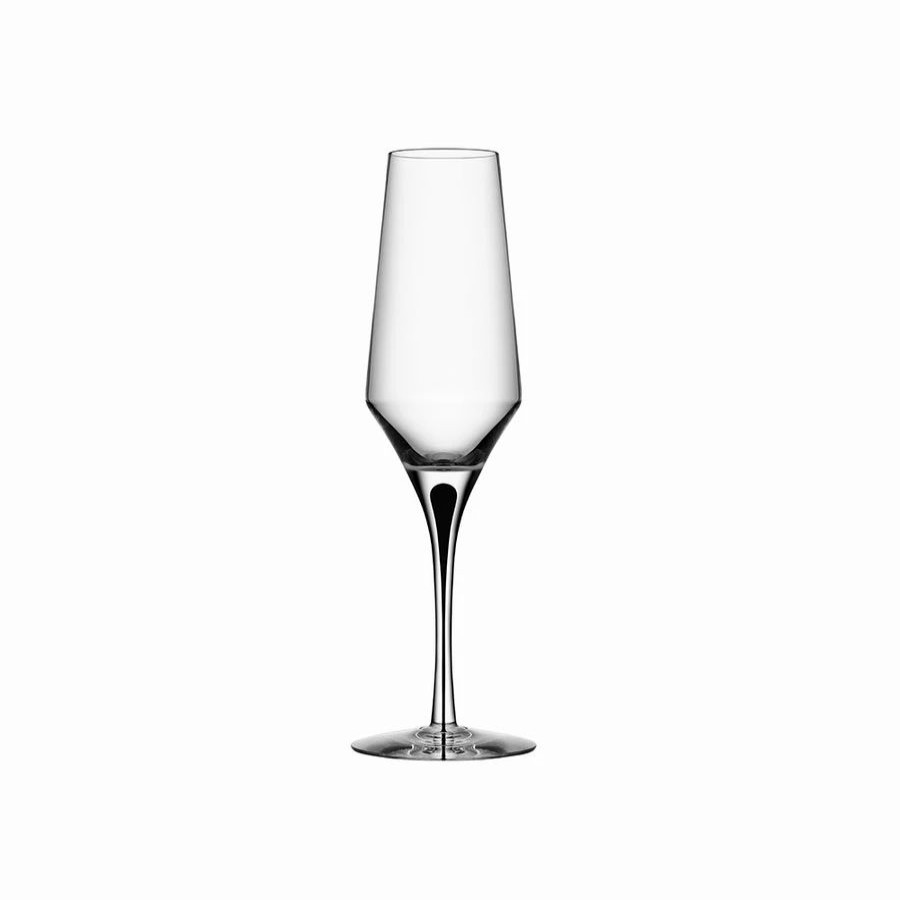 * Orrefors Kosta Boda Orrefors Crystal, Metropol Black Champagne Flute, Single | Toasting Flutes