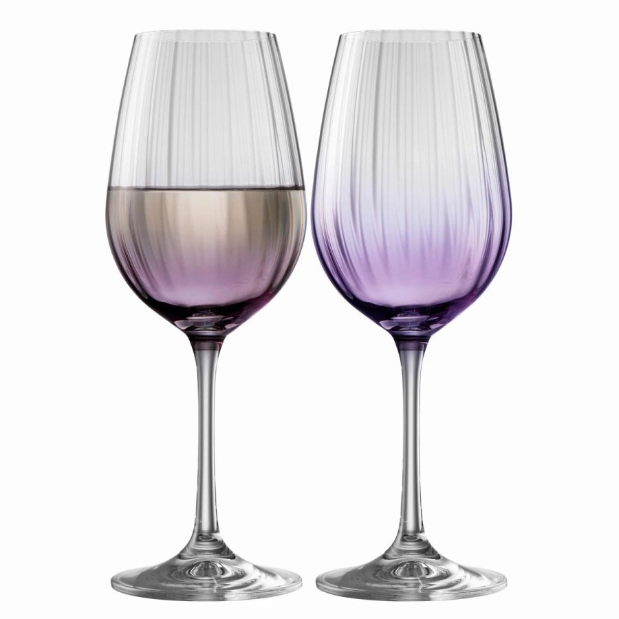 * Belleek Pottery Ltd Galway Erne Wine Glasses In Amethyst, Pair | Wine Glasses