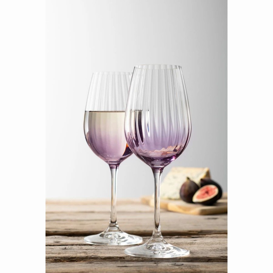 * Belleek Pottery Ltd Galway Erne Wine Glasses In Amethyst, Pair | Wine Glasses