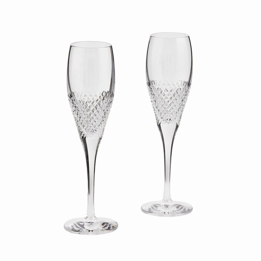 * Wedgwood China Wedgwood Vera Wang Diamond Mosaic Champagne Flute Pair | Toasting Flutes